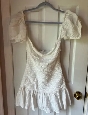 Hello Molly White Puff Sleeve Off Shoulder Dress Mini thumbnail 1