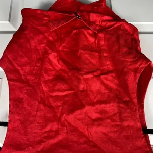 Dear John Denim Vest Waist Coat Top Fire Red Linen Blend Norris Medium thumbnail 5