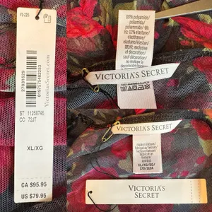 Victoria’s Secret Floral Mesh Ruched Long Sleeve Bodysuit Roses Sheer Gothic XL thumbnail 7