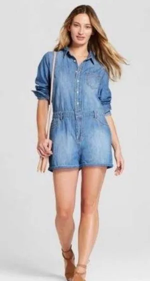 Universal Threads Denim Romper thumbnail 1