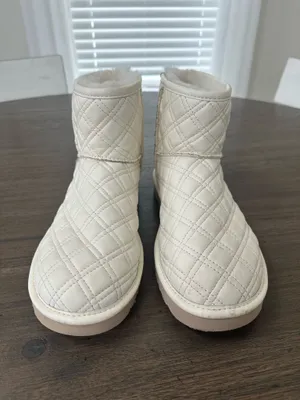 UGG Cream Quilted Plush-Lined Shearling Short Booties thumbnail 2