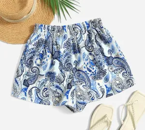 Floral Paisley Print Elastic Waist Shorts thumbnail 1