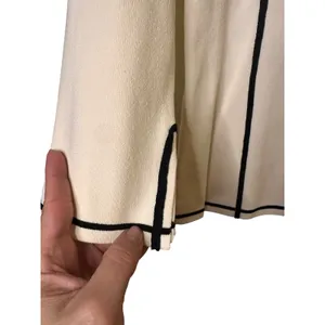 Pointelle White Black Trim Long Sleeve Dressy Formal Blouse Women Sz S thumbnail 6