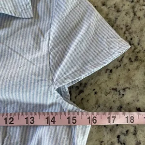John Galt Button Up Shirt Womens One Size Blue White Striped Seersucker Preppy thumbnail 8