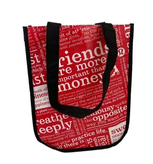 Lululemon Friends are More Important Than Money Shopping Tote Bag Red Black thumbnail 6