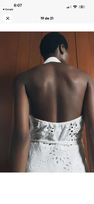 Zara White One-Shoulder Eyelet Midi Dress thumbnail 3
