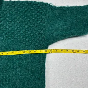 Free People Bradley Turtleneck Sweater Women’s Medium Green Chunky Knit Cropped thumbnail 6