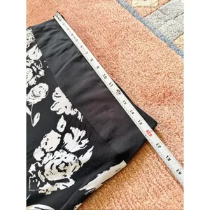 George Black White Floral Midi A-Line Skirt Rayon Pull On Women’s L 12/14 thumbnail 6