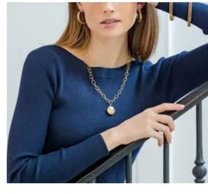J.Crew 100% cashmere sweater in navy blue thumbnail 1