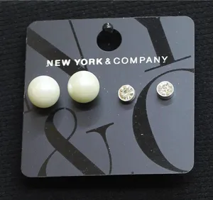 NWT New York & Company Rhinestone Stud Earrings Silver Gray / Off White thumbnail 1