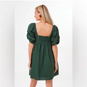 Tuckernuck Hyacinth House Women Dress Medium Green Puff Sleeve‎ Babydoll Mini thumbnail 7