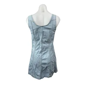 Madewell Women's Blue Seamed Sleeveless Button Down Mini A-Line Denim Dress Sz 4 thumbnail 4