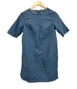 Who What Wear Denim Dress Blue Small 100% Cotton Short Sleeve Western Americana thumbnail 1