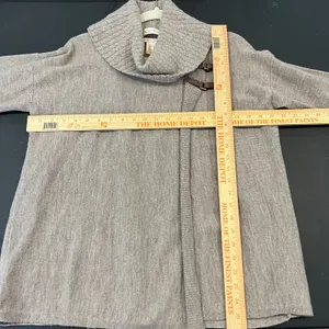 Ellen Tracy Beige 100% Merino Wool Cowl Neck Buckle Accent Pullover Sweater XL thumbnail 7