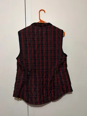 croft & barrow Red and Black Plaid Quilted Sleeveless Vest thumbnail 3