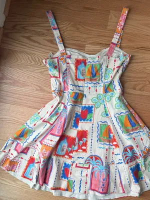 Avec Les Filles Sweetheart Neck Mini Dress Painted Print A-Line Sundress Size 6 thumbnail 5