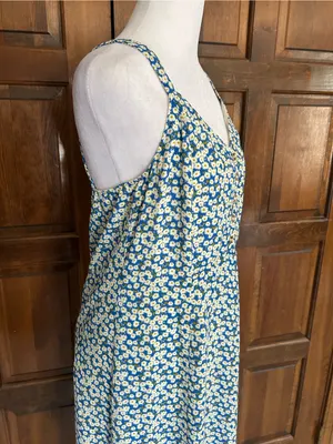 Lulus Darling Daisies Dress M Medium NWT Blue Ditsy Daisy Floral Ruffle Midi NEW thumbnail 4