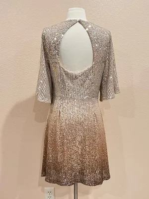 Old Navy Silver to Bronze Warm Ombre Sequin Mini Dress Size Large thumbnail 7