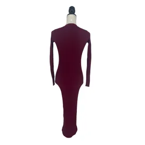 STAUD Shoko Ribbed Knit‎ Button Front Maxi Dress Burgundy XS thumbnail 13