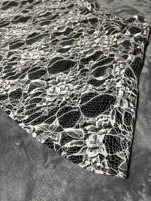 Iz Byer Lace Overlay A-Line Skirt in Black and White thumbnail 2