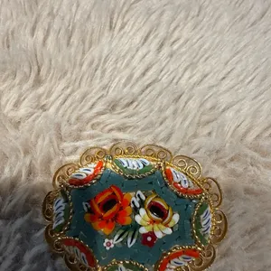 Vintage Gold‎ Micromosaic Micro Mosaic Flower Design Brooch Pin thumbnail 4