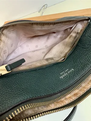 kate spa Kate Spade NY Jackson Forest Green Leather Crossbody Bag Purse Top Zip thumbnail 9
