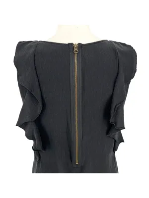 Sanctuary Black Silk Ruffle Sleeveless Top Blouse Large Romantic Dark Coquette thumbnail 5