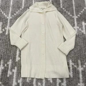 Carolyn Taylor White/ Cream Long Sleeve Cardigan Sweater Button Down XL thumbnail 1