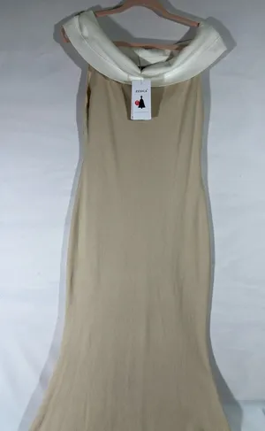 Zesica Ribbed Knit Sweater Midi Dress Off Shoulder Women‎ Xl Beige/Cream New A57 thumbnail 1