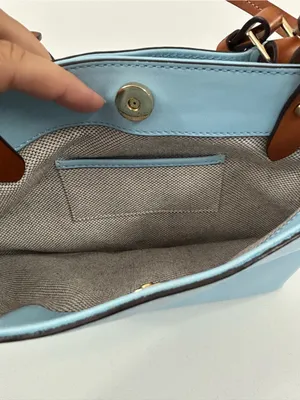 Dooney & Bourke City Large Barlow in Ice Blue and British Tan Leather thumbnail 8