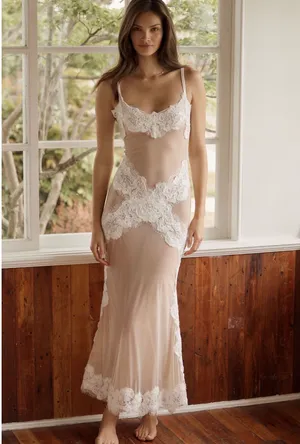 Anthropologie Kilo Brava embroidered sheer maxi slip dress thumbnail 3