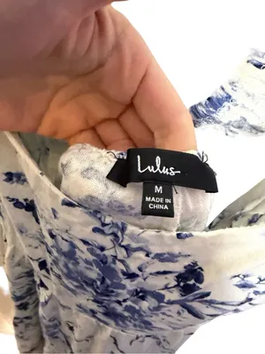 🌸 Lulus‎ Mykonos Mood Ivory Floral Print Tie Strap Tiered Midi Dress Size M 🌸 thumbnail 5