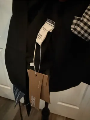 BloomChic Black Trench Coat with Black & White Gingham Lining Size 10 thumbnail 2