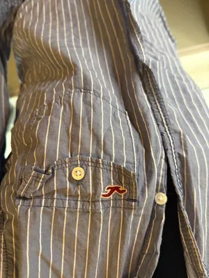 Hollister Women's Blue and White Striped Long Sleeve Button Down Shirt Size M thumbnail 2