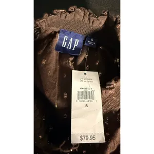 Gap Womens Brown Metallic Clip Dot Smocked High Neck Tiered Mini Dress Small NEW thumbnail 6