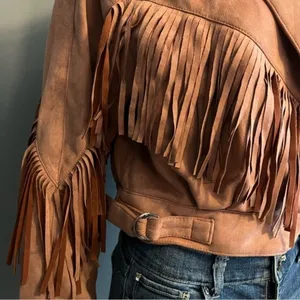 Beulah Faux Suede Coral Fringe Jacket Western Boho Cowgirl Style Size L thumbnail 3