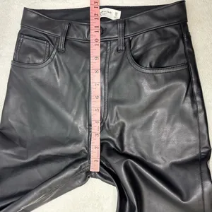 Abercrombie‎ & Fitch 90's Straight Ultra High Rise Faux Leather Black Pants 26 thumbnail 5