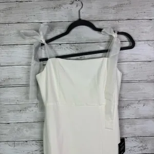 Lulus Romantic Celebration White Tie-Strap Bodycon Midi Dress Size Medium thumbnail 4