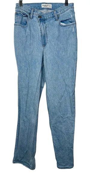Abercrombie & Fitch 90s Straight Ultra High Rise Denim Distressed Jeans Sz 26 2 thumbnail 1