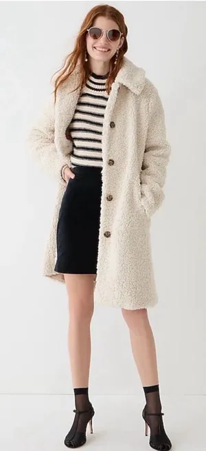 J.Crew Cream Teddy Lady Day Coat thumbnail 1