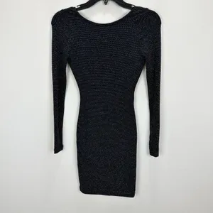Lulus Gift of Love Black and Silver Backless Long Sleeve Bodycon Dress XS NWT thumbnail 6
