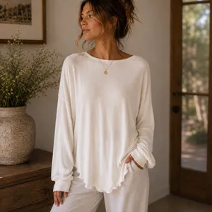 Free People Ivory Twist Back Ribbed Long Sleeve Top XS Oversized Boho‎ thumbnail 3