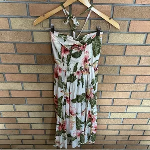Sunny Island Hawaii Halter Midi Dress Floral Vacation Flowy Size Small thumbnail 2