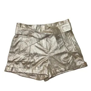 Sézane NWT Romeo Short in Golden Leather Belted Pleated Shorts 42 / 10 thumbnail 4