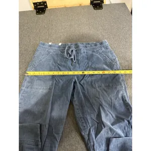 Level 99 Blue Denim Cargo Pants Women's Sz L Drawstring Elastic Waist Pockets thumbnail 6