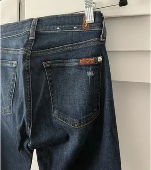 7 For All Mankind "The Ankle Skinny" Distressed Cropped Jeans thumbnail 3