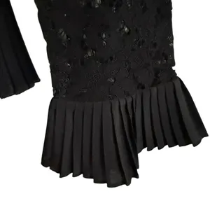 J.Crew Black Lace Tiered Ruffle Long Sleeve Blouse Romantic Chic Women’s Size 6 thumbnail 7