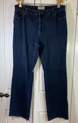 LL Bean Classic Fit Straight‎ Leg Jeans Womens 14 Tall Basic Stretch Everyday thumbnail 1