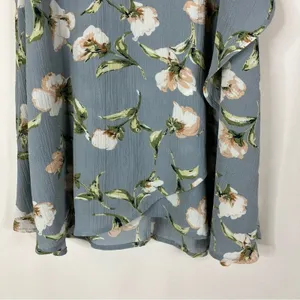 Entro Blue Polyester Gauze-Like Floral Layered Sleeveless Mini Dress Women Small thumbnail 2