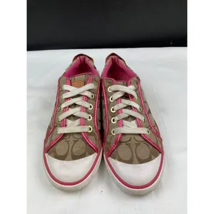 Coach Women's Metallic Pink /Tan Canvas Sneakers/ Shoes Size 7B SKU 4246 thumbnail 2